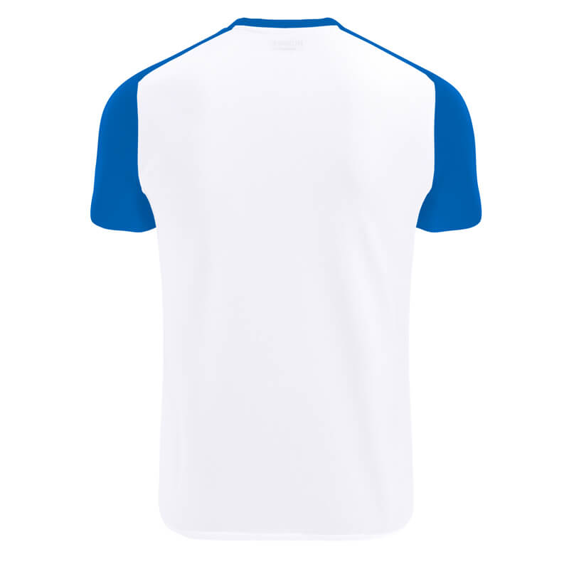 Camiseta Tecnica Runnek Milos Blanco Azul Espalda