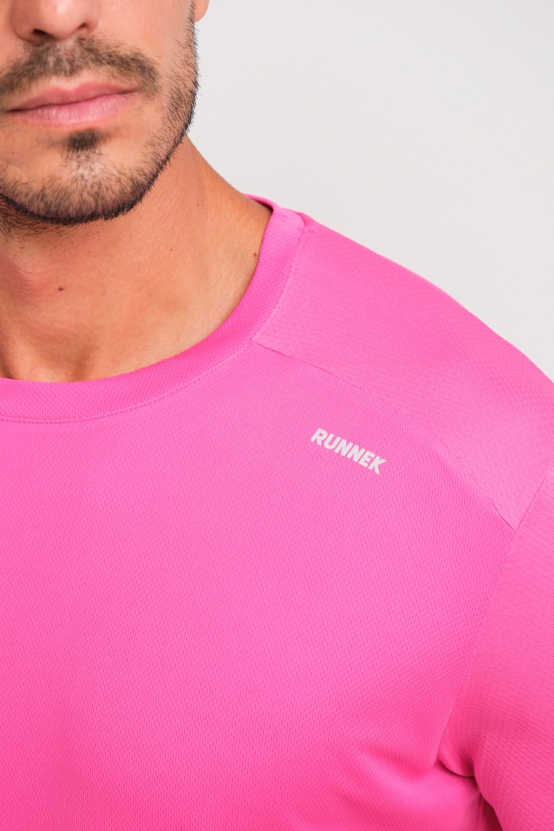 Camiseta Running Manga Corta Hombre Code Fucsia El Ctrico D