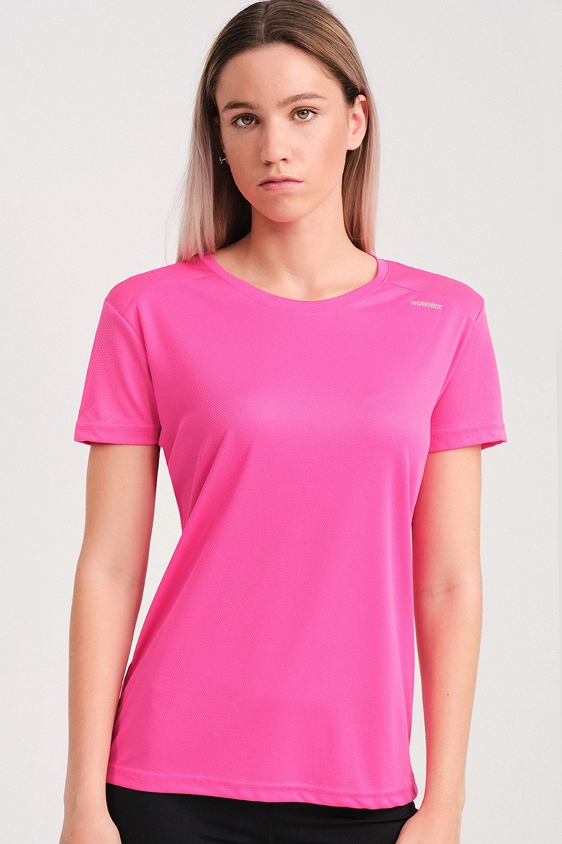 Camiseta Running Manga Corta Mujer Code Fucsia El Ctrico